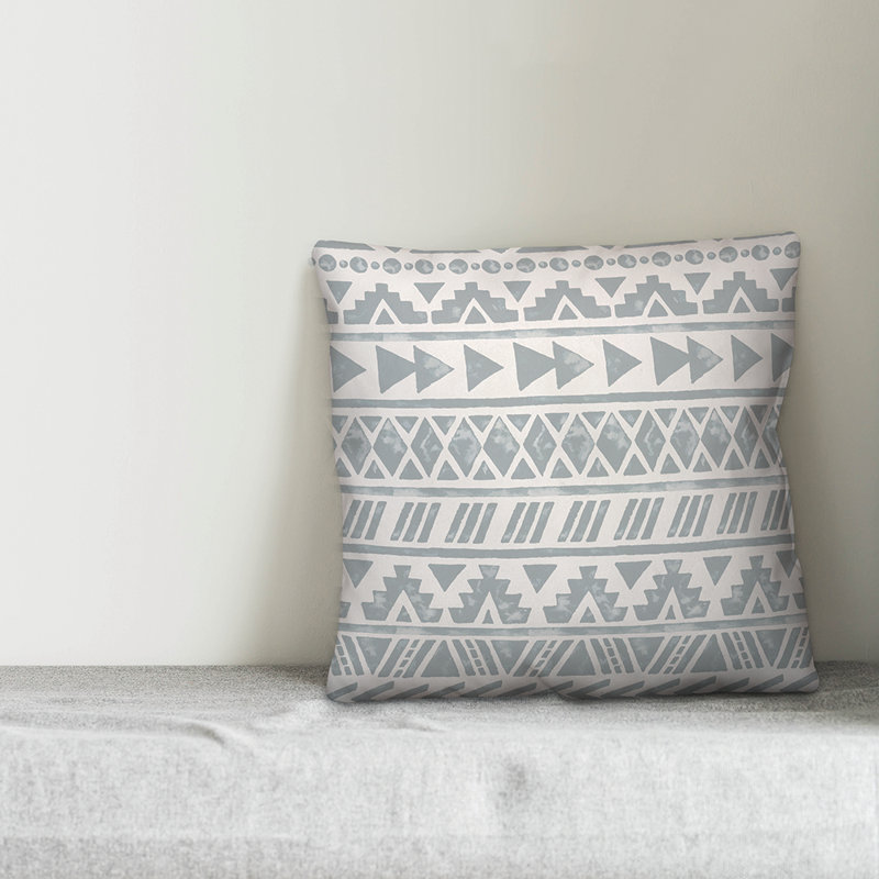 Geometric Throw Pillow, 16" x 16", Gray
