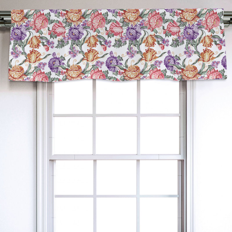 Sateen Floral Ruffled Window Valance