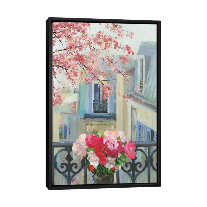 «Paris In The Spring II» par Allison Pearce - reproduction d'art, Toile avec cadre noir, Pas de tapis
