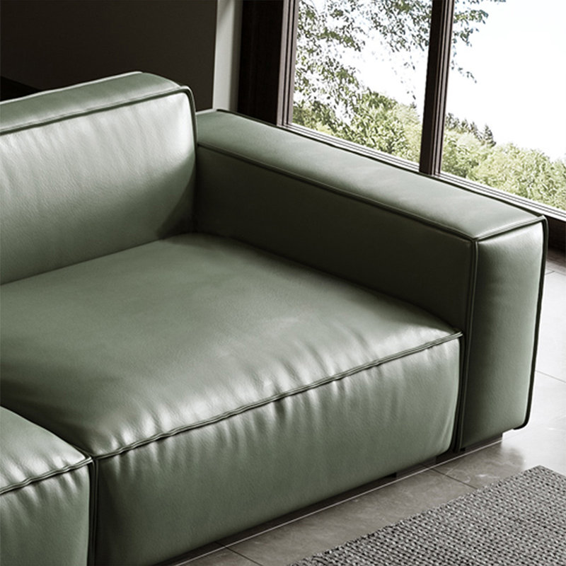 Canapé modulaire vert en cuir véritable, H 28,35 po x l 92,91 po x P 37,4 po, 3, Vert