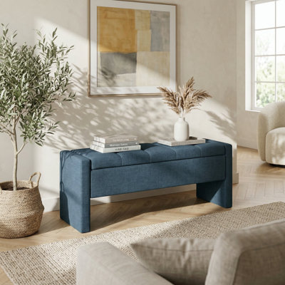 Banc de rangement rembourré avec repose-pieds pour la chambre à coucher et le salon