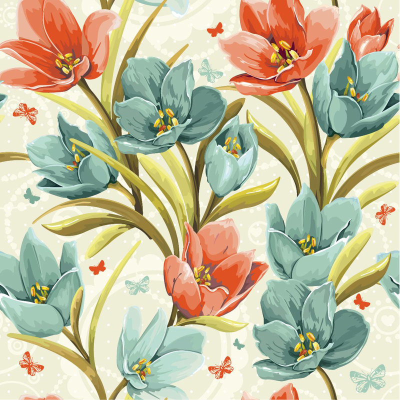 Floral Wall Mural, 100" W x 8.33" L