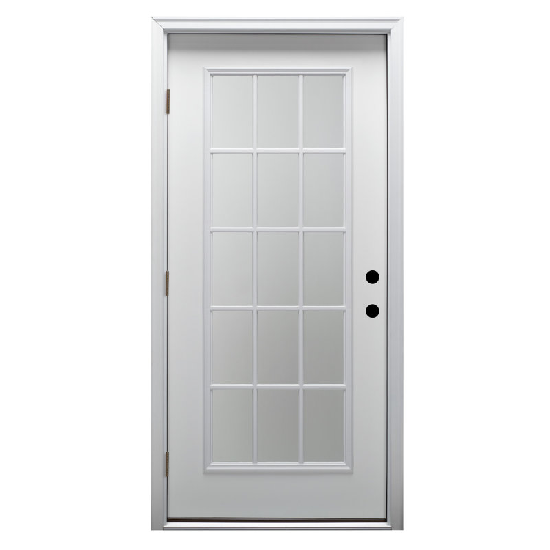 External Grilles Primed Fibreglass Prehung Front Entry Door, 80" H x 36" W x 1.75" D, 4.56", Right Hand/Outswing
