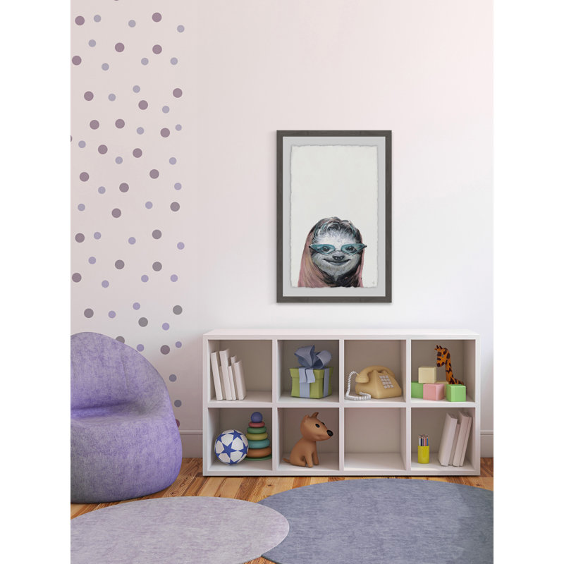 Nerdy Sloth III - Single Picture Frame Painting, 91cm H x 61cm W