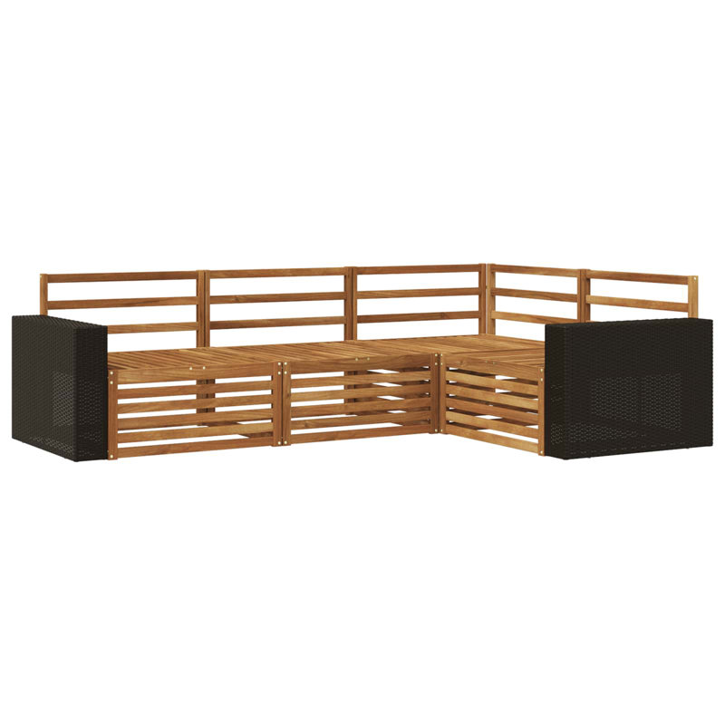 331cm Wide Patio Sectional Set, 4, Black
