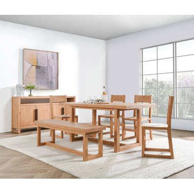 Modern wooden dining table with 4 chairs in light wood colour, oak  burlington