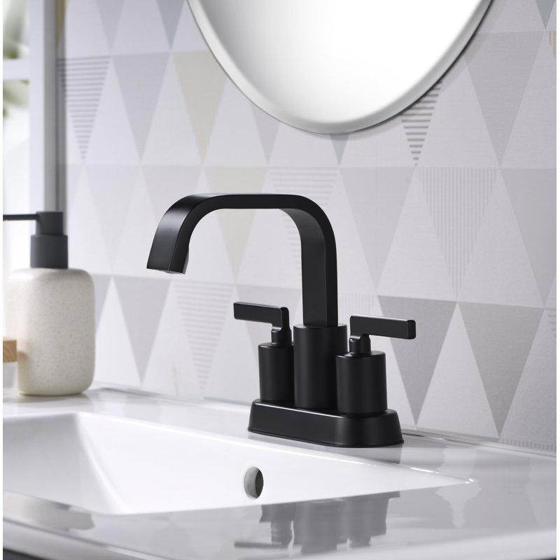 Robinet de salle de bain central à deux poignées avec drain Dayani - noir mat, Noir mat