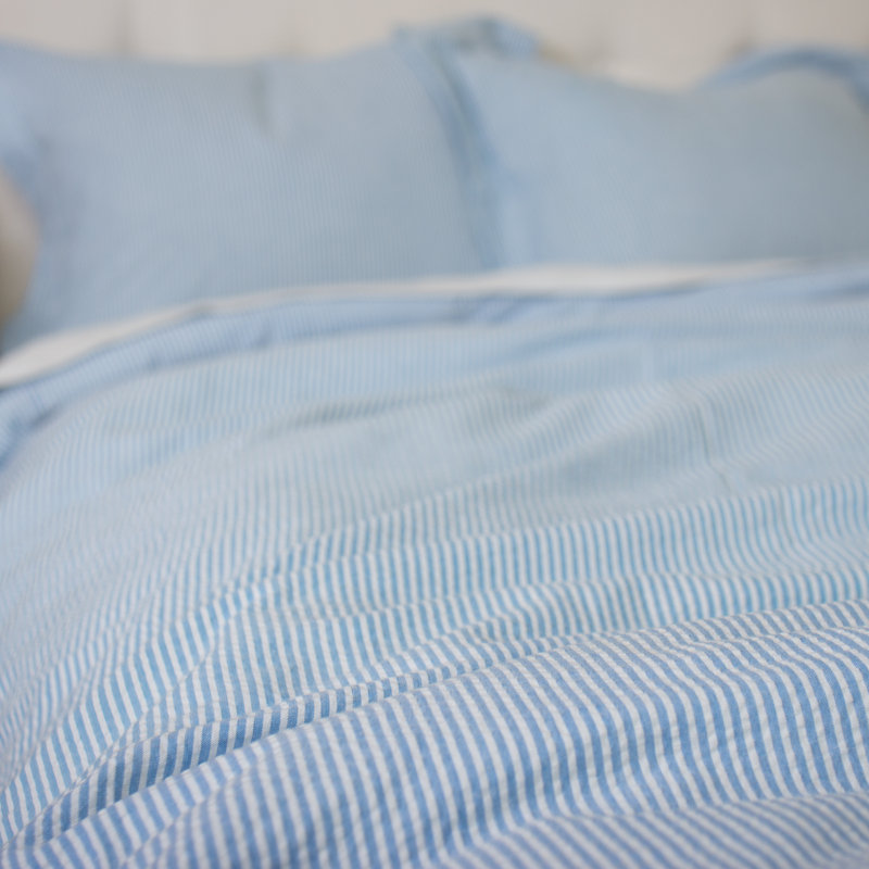 Towne Cotton Striped Duvet Cover - King, Blue, King Duvet Cover