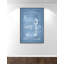«Boat Motor 1 Blueprint - Blue '- cadre flottant, impression sur toile-46818771-46818769