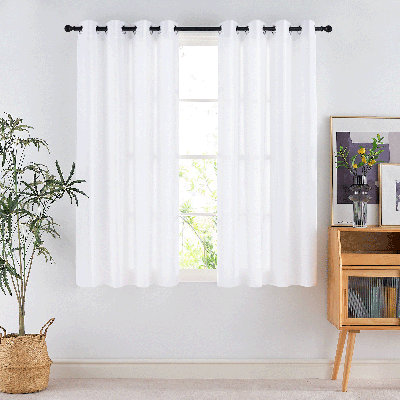  Non-See-Through Privacy Sheer Curtains 2 Panels, 52" Wide Grommet Window Curtains Drapes for Living Room Bedroom- Home Decoration Light Filtering Elegant Window Drapes