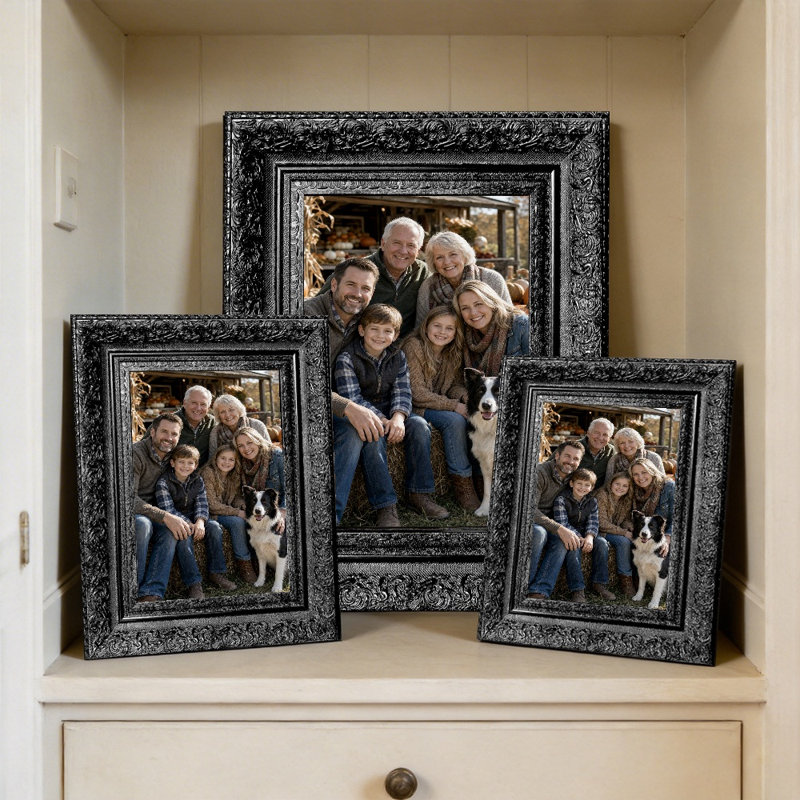 Cadre photo noir 3 pièces orné pour photos 8 po x 10 po, Black, 3, 8" W x 10" H