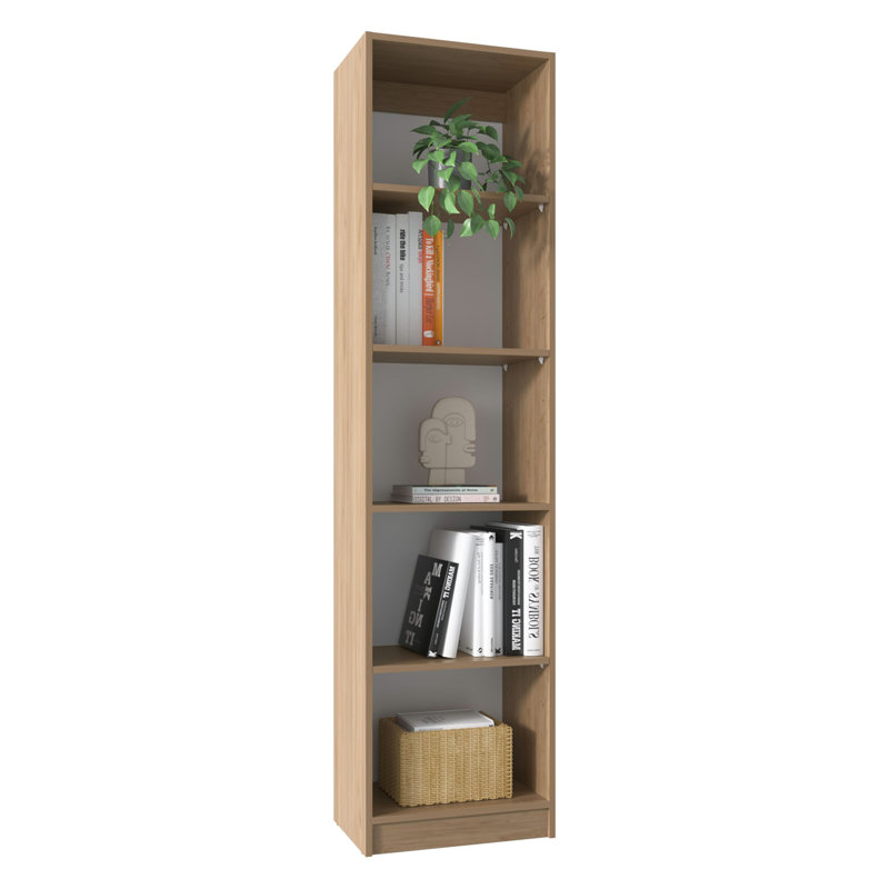 Bibliothèque compacte avec plusieurs tablettes, (5 tablettes) H 71,1 po x l 11,77 po x P 17,72 po, Bois naturel