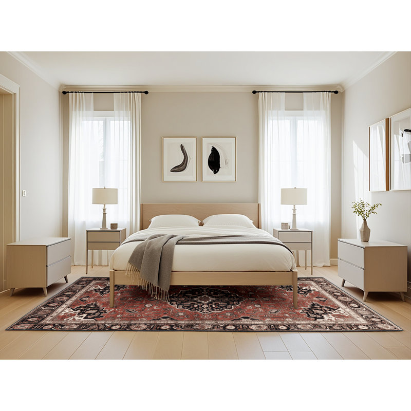 Tapis brun lavable à la machine, Rectangle de 5 pi x 8 pi