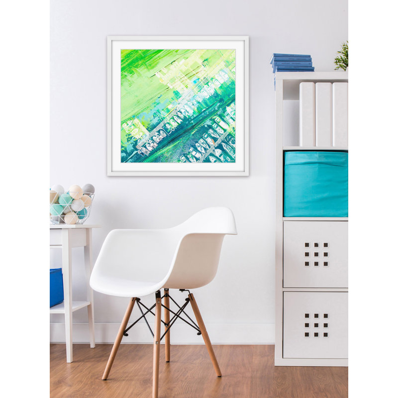 Green and Blue Nautical Framed Canvas Print, 12" x 12"