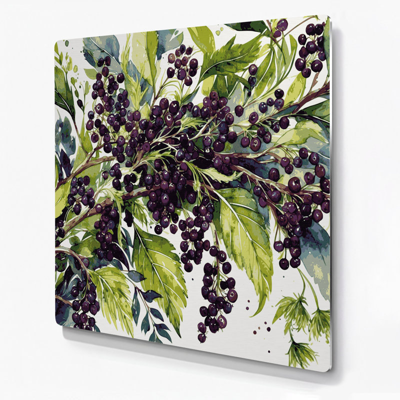 Art mural botanique vert sureau, H 384 po x l 384 po x P 0,05 po