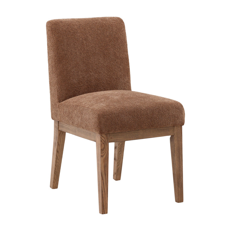Chaise rembourrée en polyester Weilan, Charlotte latte et naturel