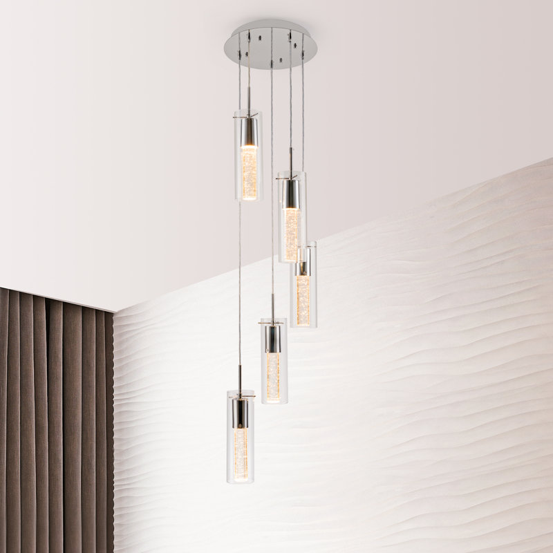 Luminaire suspendu moderne en verre chromé pour îlot de cuisine