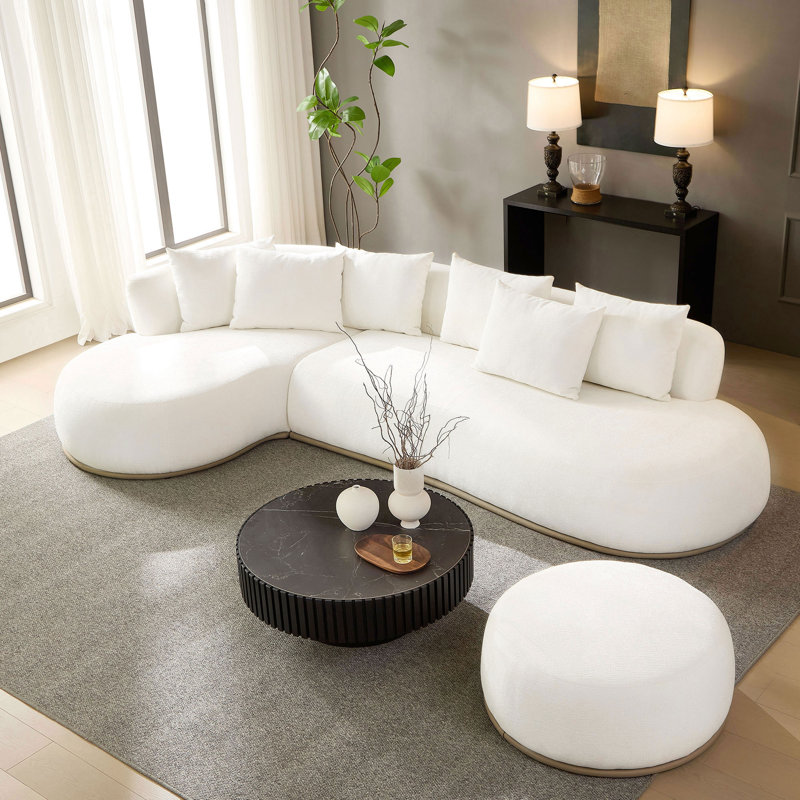 Canapé modulaire surdimensionné en L 134,63 po, Polyester beige