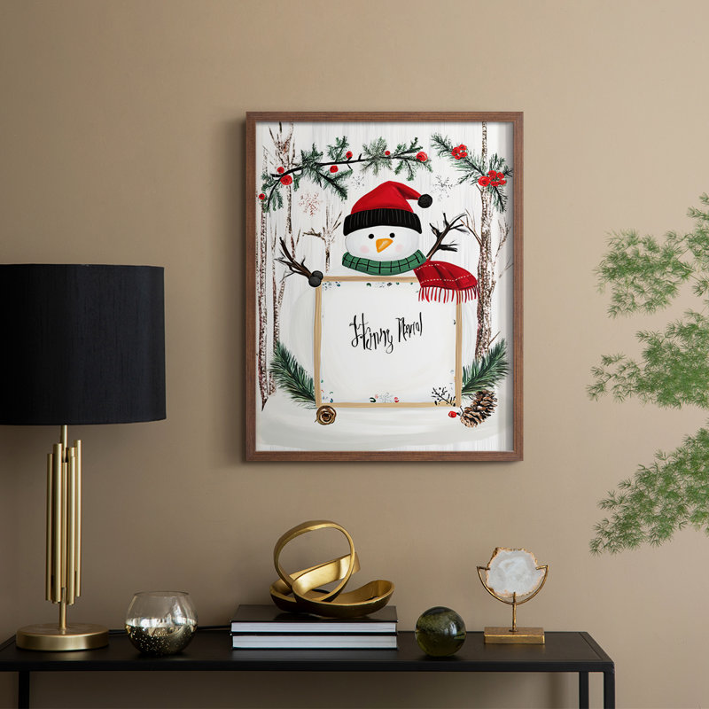 «Christmas Holiday Art XXV III», reproduction encadrée - bois massif, Noyer, 11" H x 9" W