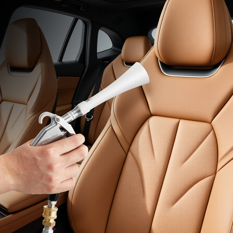 Pistolet de nettoyage de voiture, pistolet à air comprimé à haute pression de 6 à 9,2 bars avec 2 buses, buse rotative à 360 ° pour un nettoyage en profondeur, élimine rapidement la saleté et la poussière de la surface, fonctionne avec un compresseur d'air 1/4 NPT
