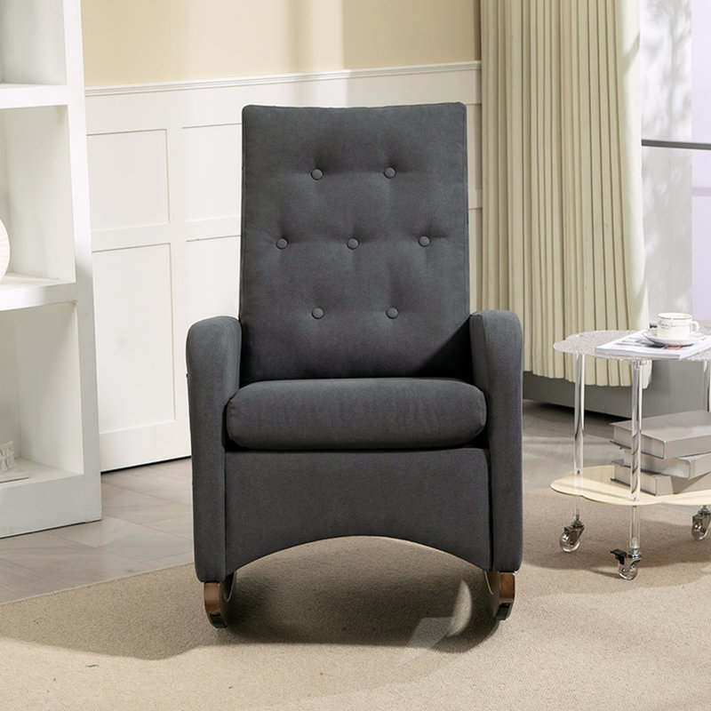 Solid Wood Rocking Chair, Dark Grey