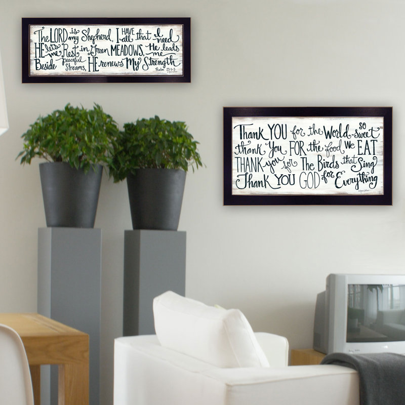 «Thank You Lord», art mural encadré 2 pièces pour salon, maison, par Annie Lapoint, Cadre noir
