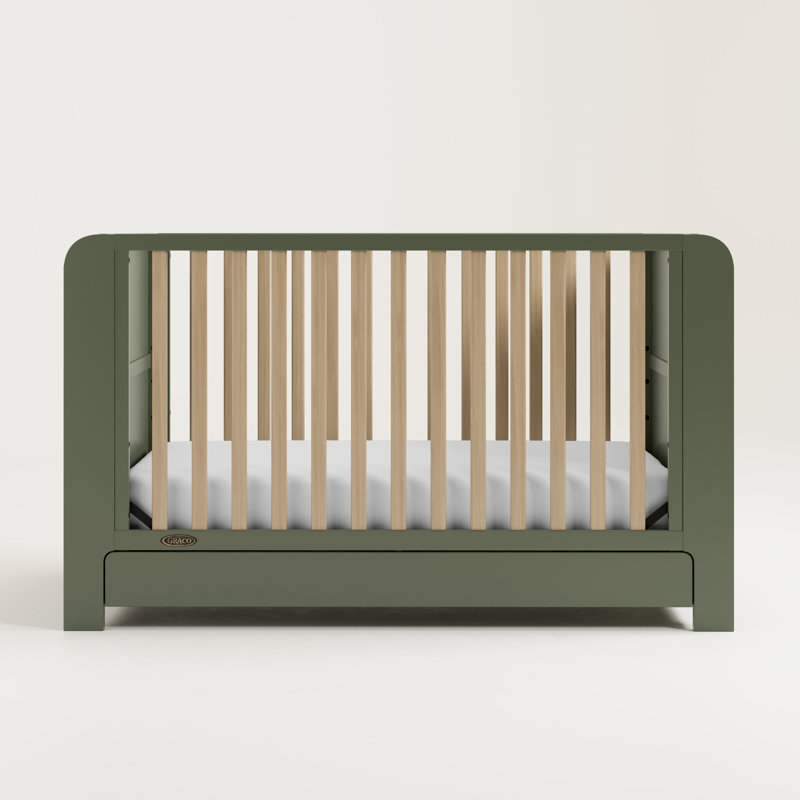 Read-With-Me 4-In-1 Convertible Crib With Drawer, Crib, Olive/Driftwood