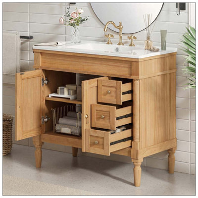 Meuble-lavabo de salle de bain avec lavabo en céramique