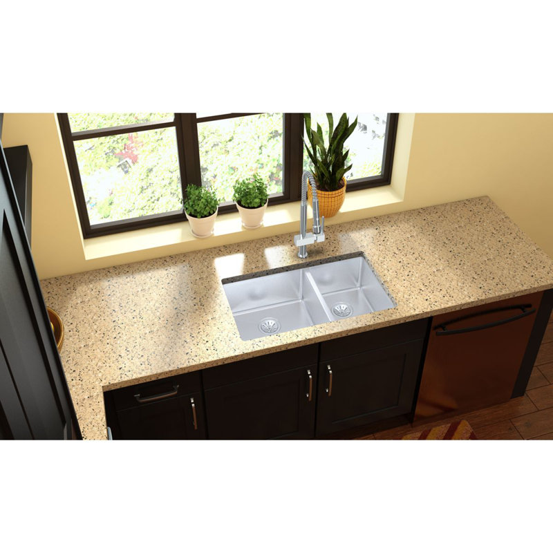 Crosstown 31.5" L x 18.5" W Double Basin Undermount Kitchen Sink