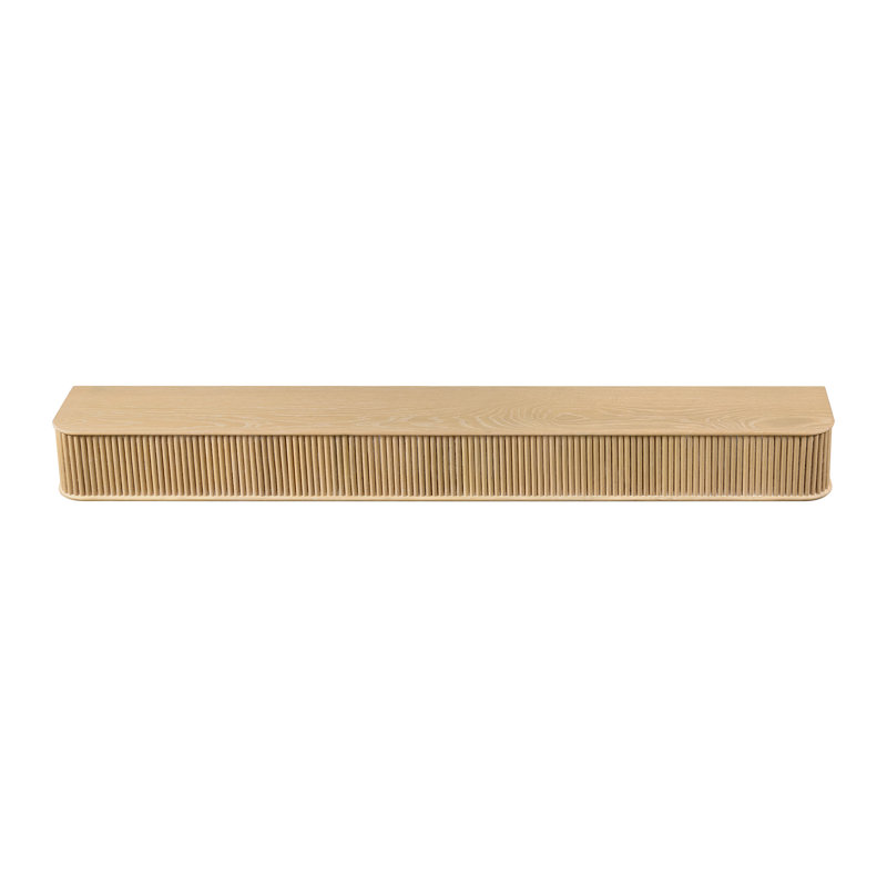Modern Ember Alfama  Fireplace Wood Mantel Shelf with Fluted “Reed” Details, 72", Umber