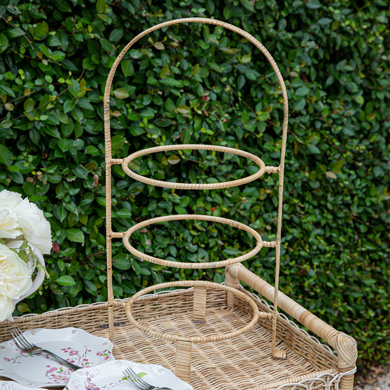 Provence Rattan Triple Tiered Server - Whitewash/Natural