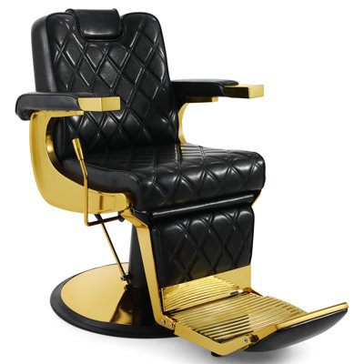 Mercer41 All Purpose Adjustable Height Barber Chair, 360 Degree Rotatable Wide Backrest Reclining Salon Chair
