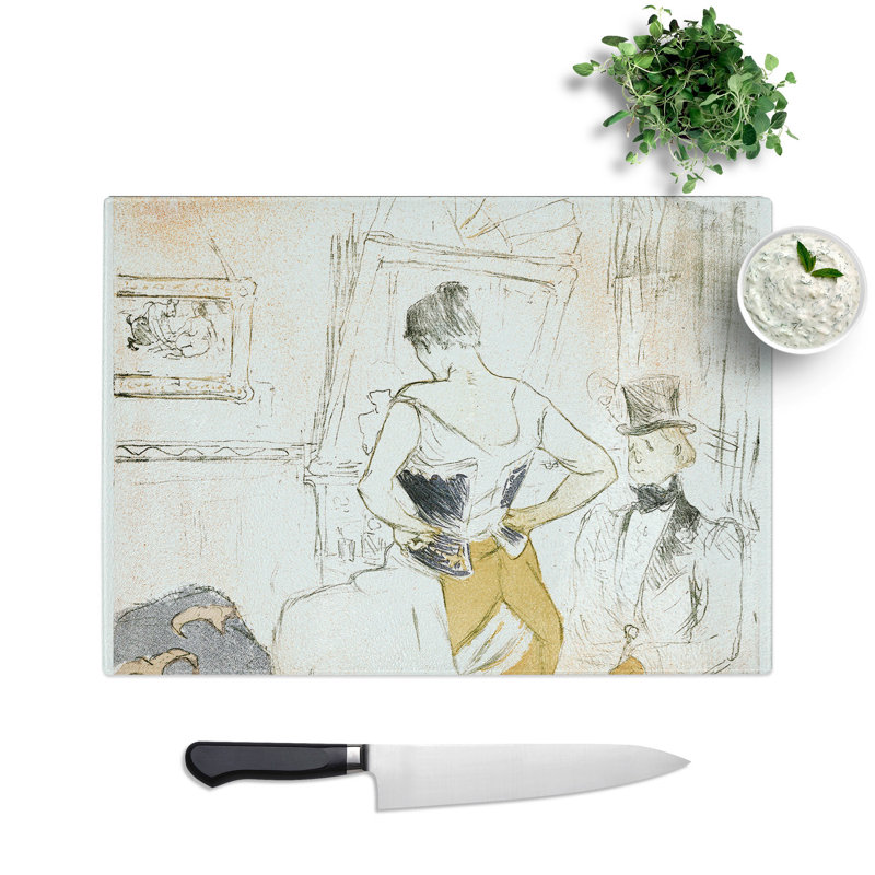 Fastening a Corset by Henri De Toulouse-Lautrec Chopping Board, 28.5cm W x 39cm L