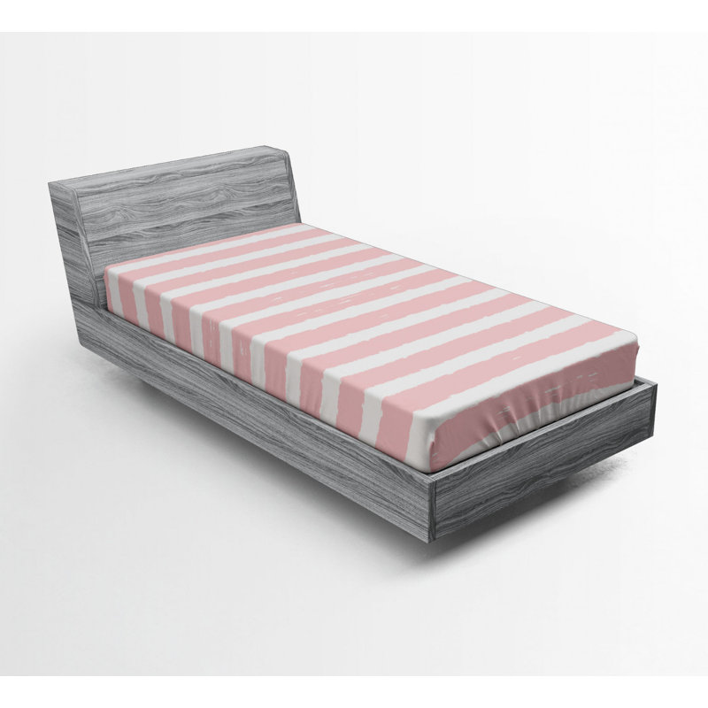 Microfiber Striped Fitted Sheet, Twin Fitted Sheet, Pink Striped