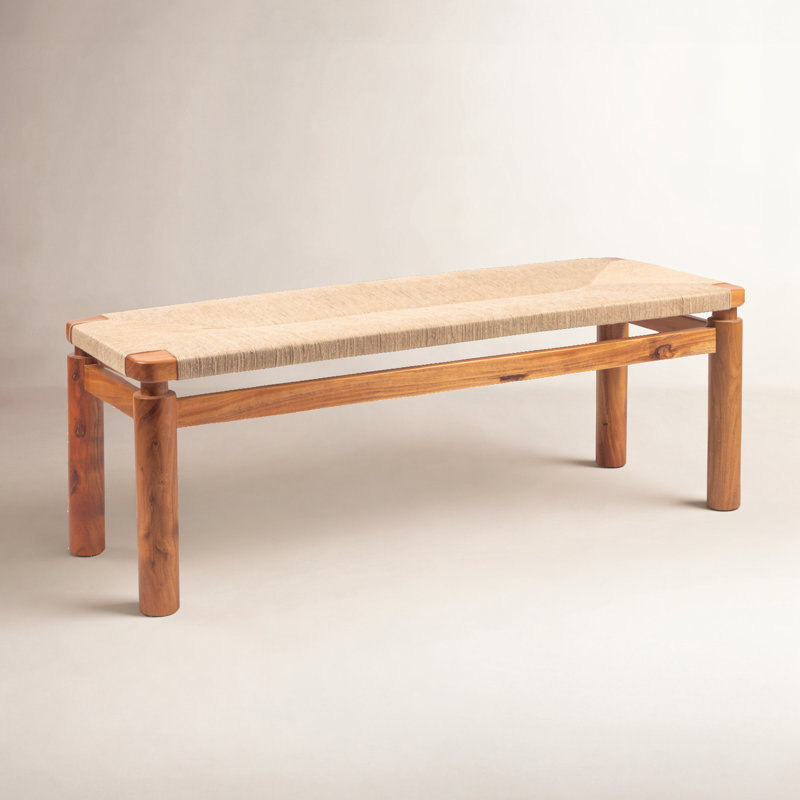 Acacia Wood and Jute Bench, Natural