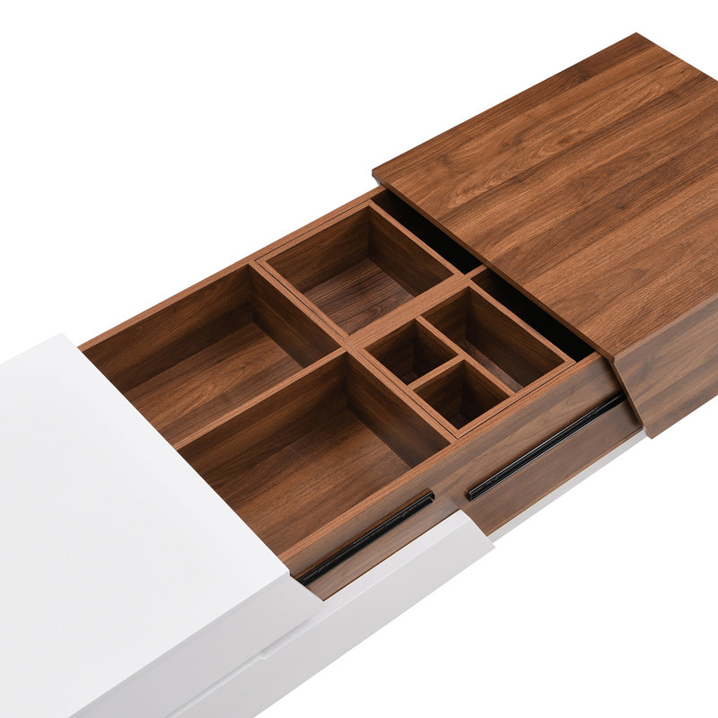Modern Extendable Sliding Top Coffee Table With Storage, Perfect For Small Spaces And Multifunctional Use