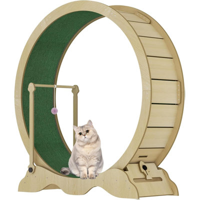 Cat Exercise Wheel, 45-Inch Large Cat Treadmill for Indoor Cats, Cats Running Wheel with Detachable Carpeted Runway & Lock for Pet's Health and Entertainment