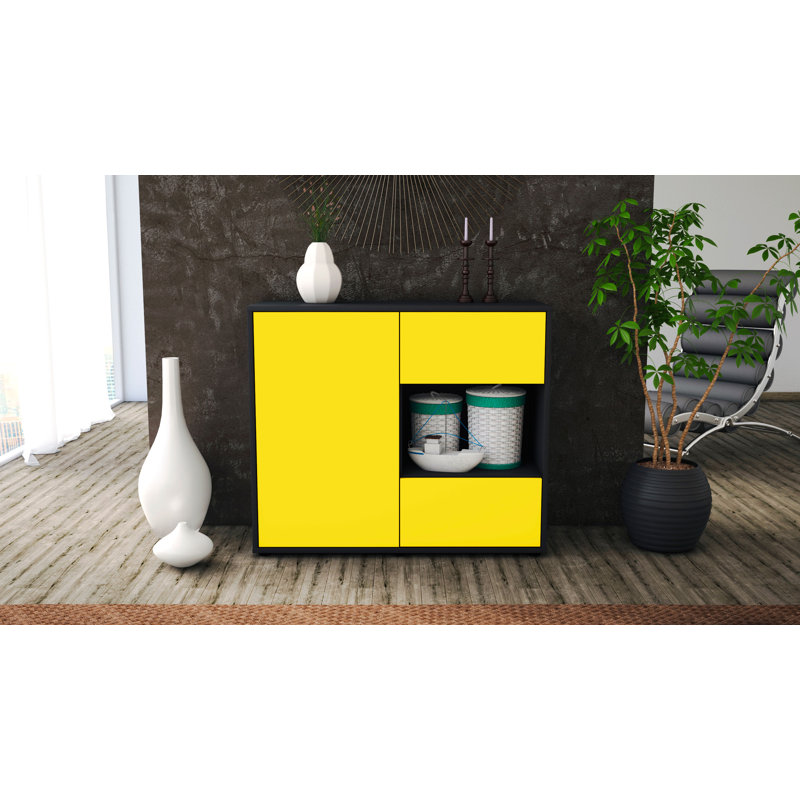 Quebec 92cm Sideboard, Charcoal/Yellow