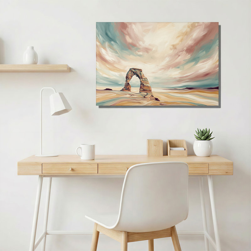«Sandstone Arch in Swirling Pastel Desert Sky», art mural, H 24 po x l 36 po