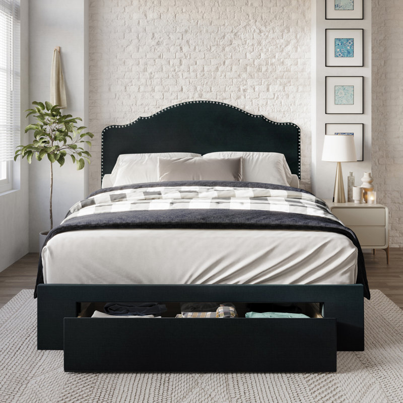 Jabrien Upholstered Panel Storage Bed, Full/Double, Charcoal Gray
