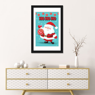 «Disco Ball Santa», reproduction d'art murale - papier d'art encadré