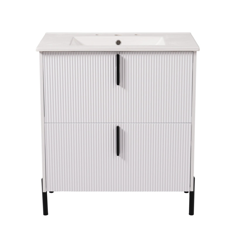 Meuble-lavabo moderne avec lavabo minimaliste, Blanc