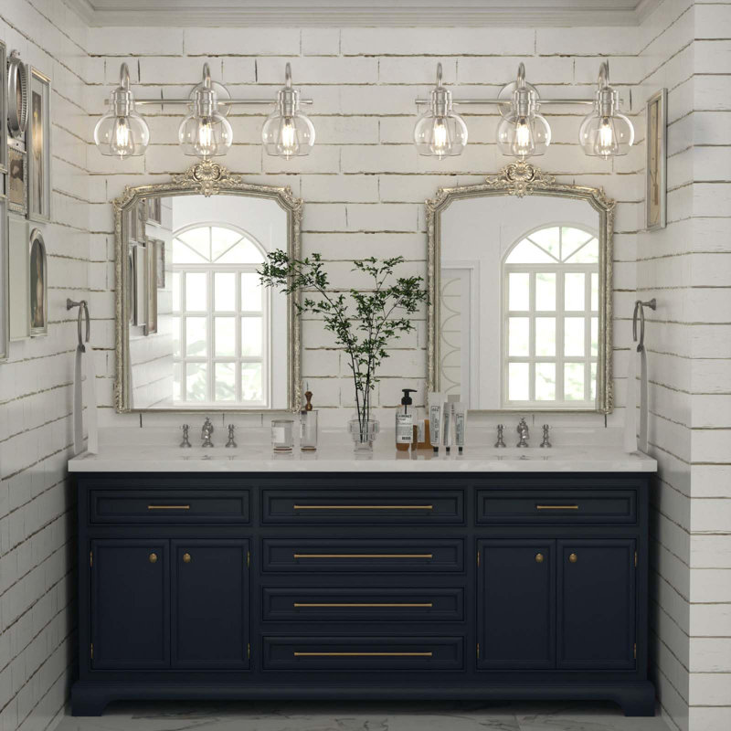 Zeline Light Dimmable Bathroom Vanity Lights with Clear Shade Vanity Light Fixture, 3, Silver