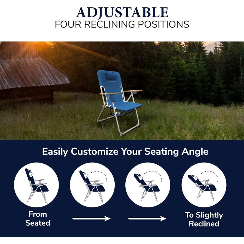Chaise de camping pliante avec coussins Janalee, Bleu