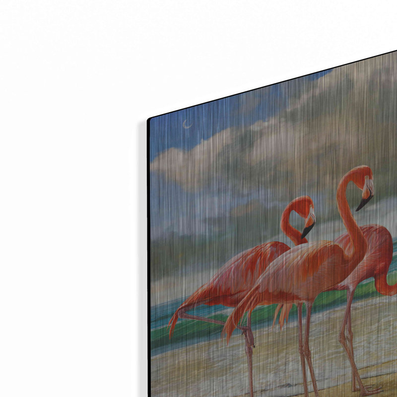 «Beach Scene Flameos» par Chris Vest, art mural en métal, H 12 po x l 16 po x P 0,13 po
