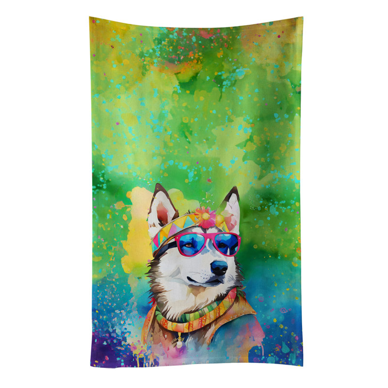 Siberian Husky Hippie Dawg Kitchen Towel