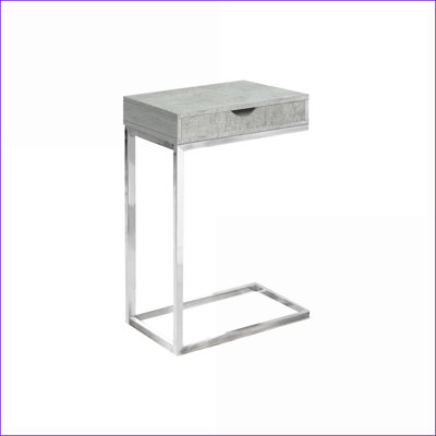 Table basse moderne de style industriel en ciment gris de 48 po avec base en chrome robuste pour le salon