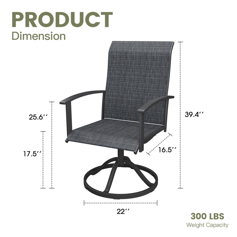 Chaise de salle à manger d'extérieur pivotante à 360 ° Textliène, Noir