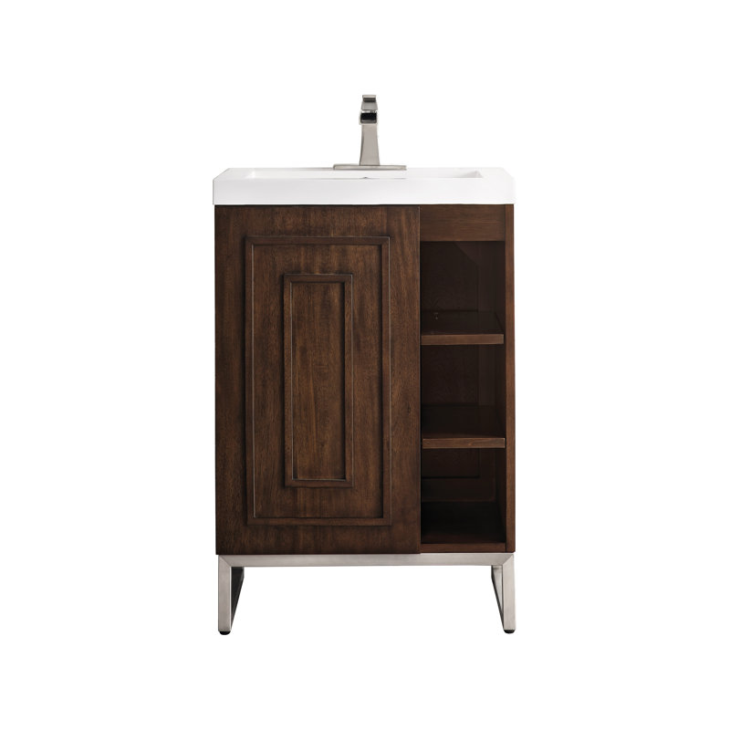 Alicante 24'' W Single Vanity, Mid-Century Acacia, Brushed Nickel
