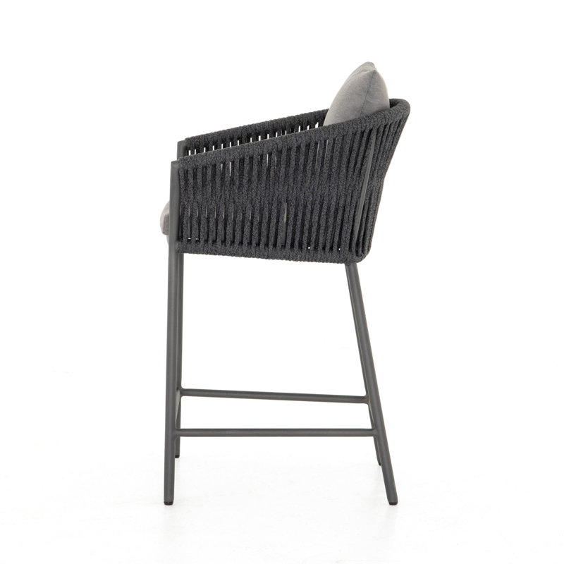 Porto Patio Bar Stool, Charcoal, Black, 26.5"